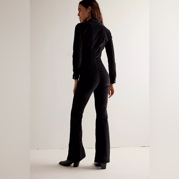 We The Free Jayde Cord Flare Jumpsuit NWT Black XS - Picture 5 of 11